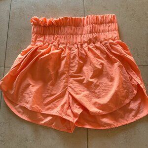 Neon Coral Retro Athletic Gym Shorts Womens S-M